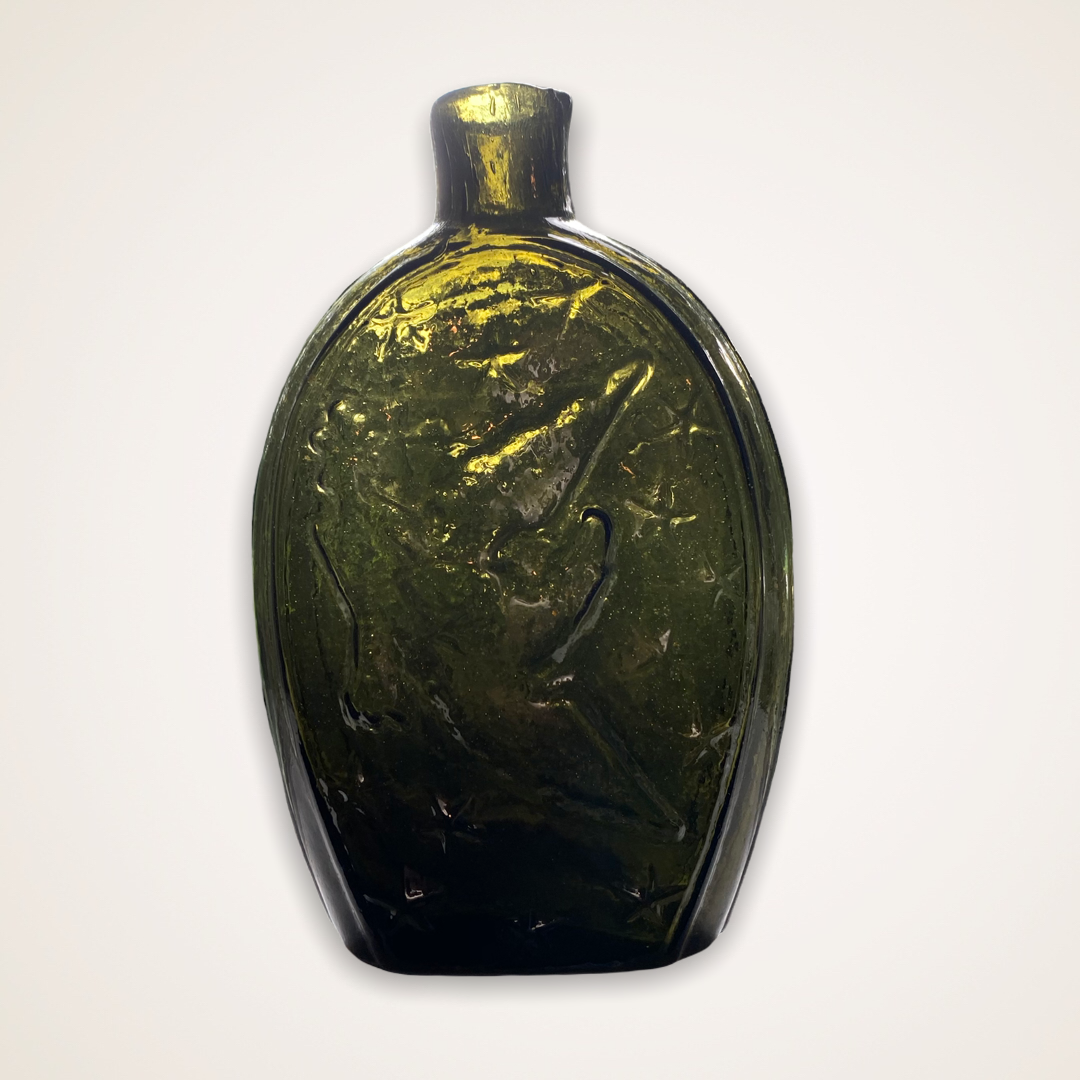 "Lowell / Railroad" And Horse And Cart - Eagle Historical Flask