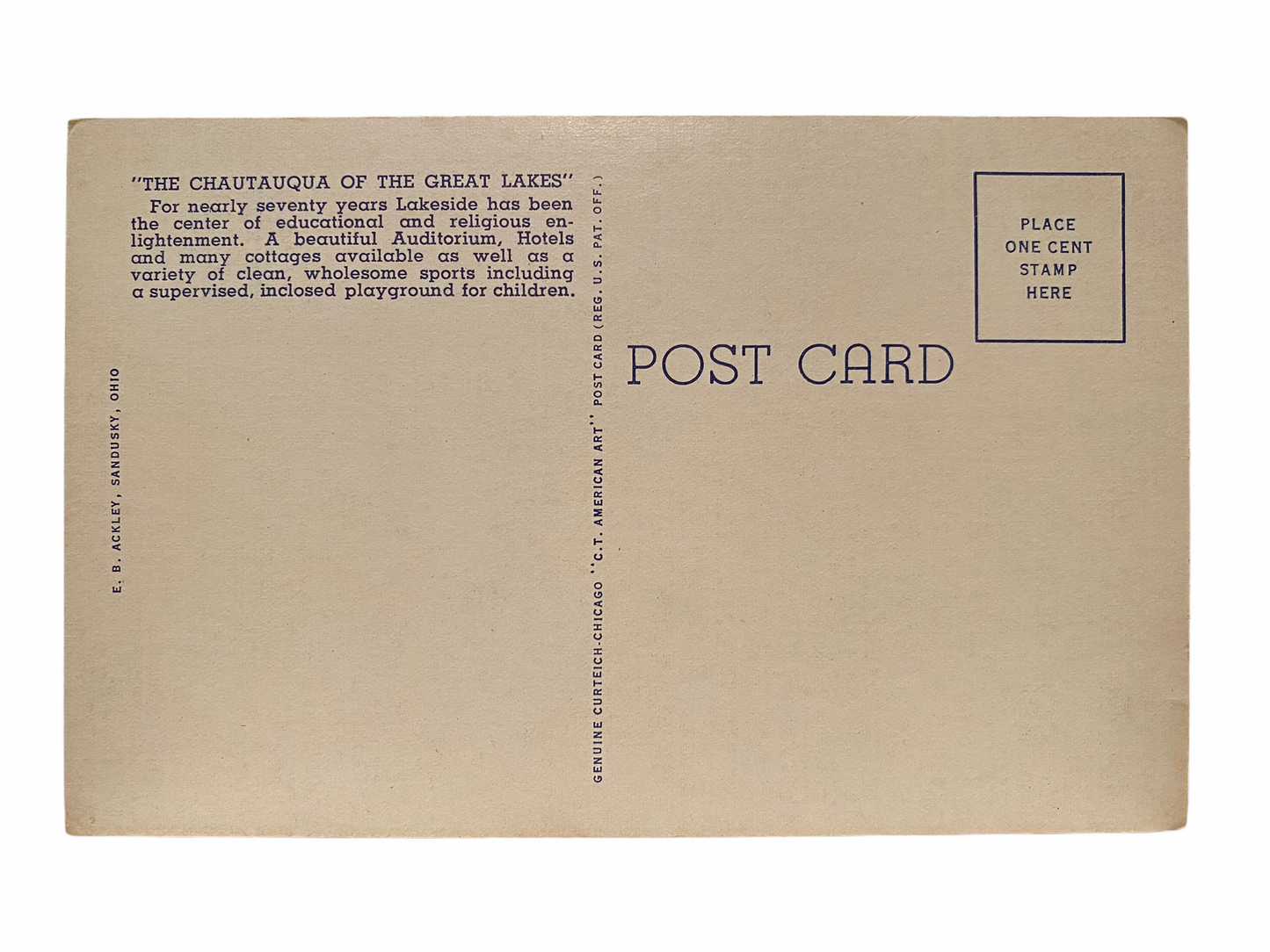 Lakeside Shores, Lakeside Ohio. Unused Circa 1915-1944