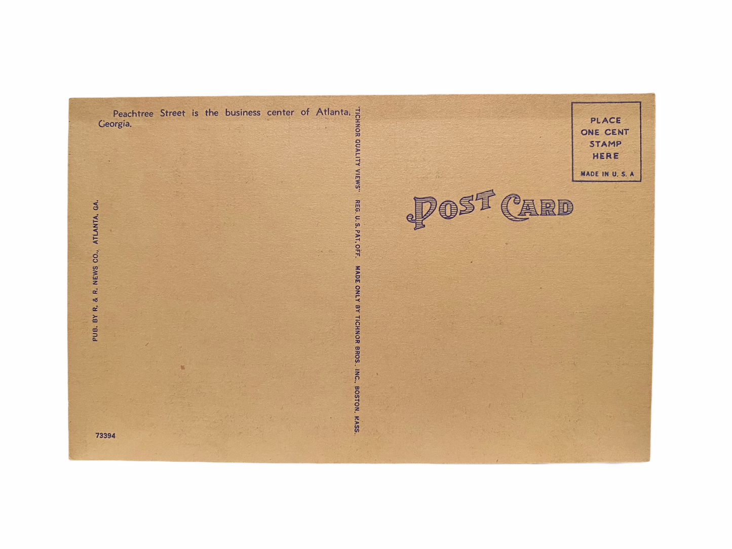 Peachtree Street in Atlanta Georgia. Unused Linen Postcard Circa 1930-1944