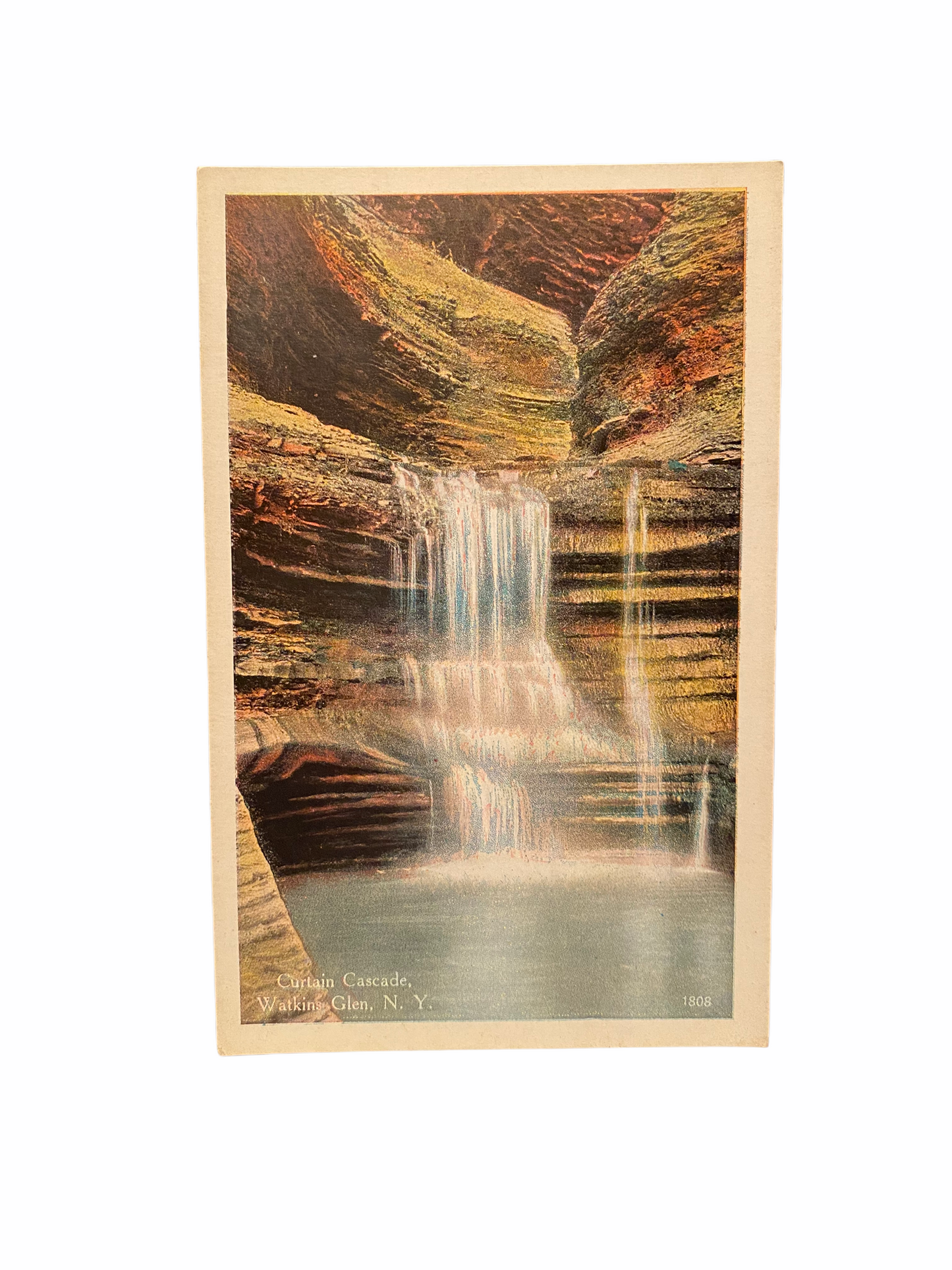 Curtain Cascade, Watkins Glen New York. Unused Postcard Circa 1915-1930