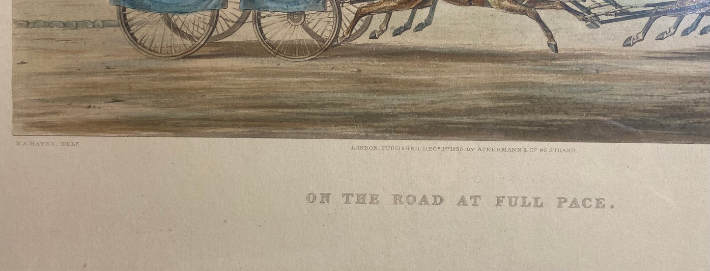 On The Road at Full Pace Car Travelling in the South of Ireland in the Year 1856 - Engraving by John Harris The Younger
