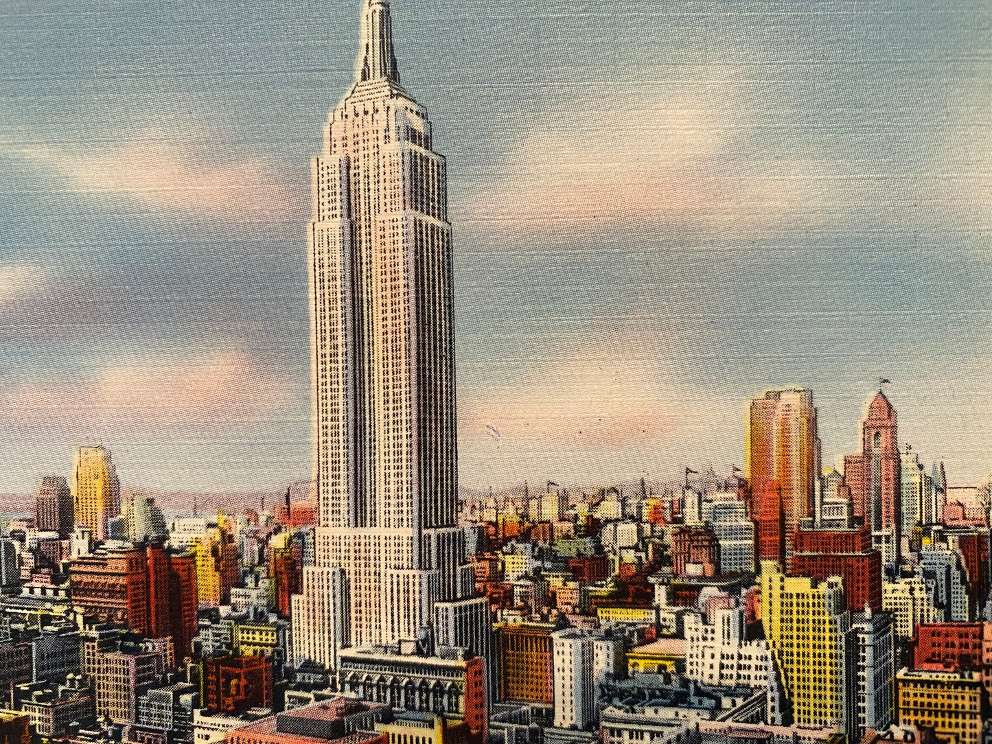 Midtown Skyline Showing Empire State Building, New York City. Linen Era (1930-1945) Unused