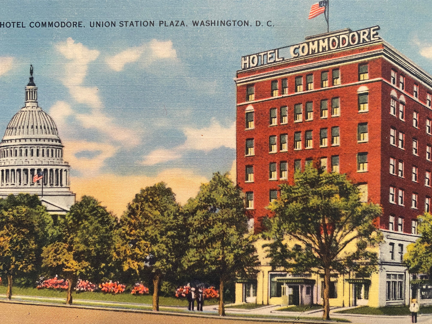 Hotel Commodore. Union Station Plaza, Washington, D.C. Postcard Sent Jan. 1957
