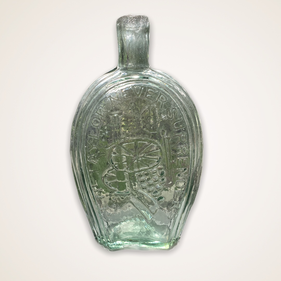 Cannon And "Genl Taylor Never Surrenders" - "A / Little / More / Grape / Capt Bragg" Historical Flask