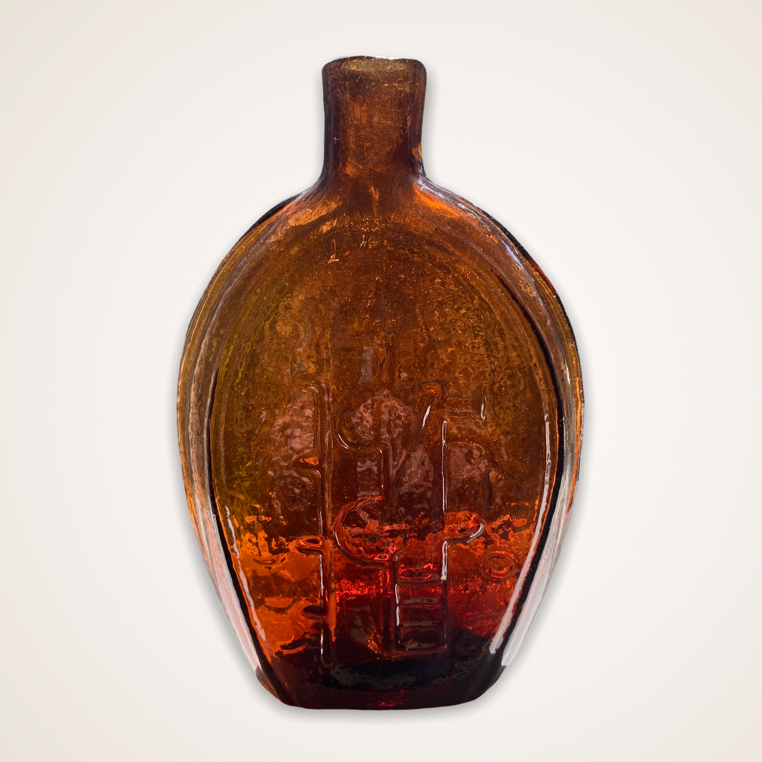 "Success To The Railroad" And Locomotive Historical Flask