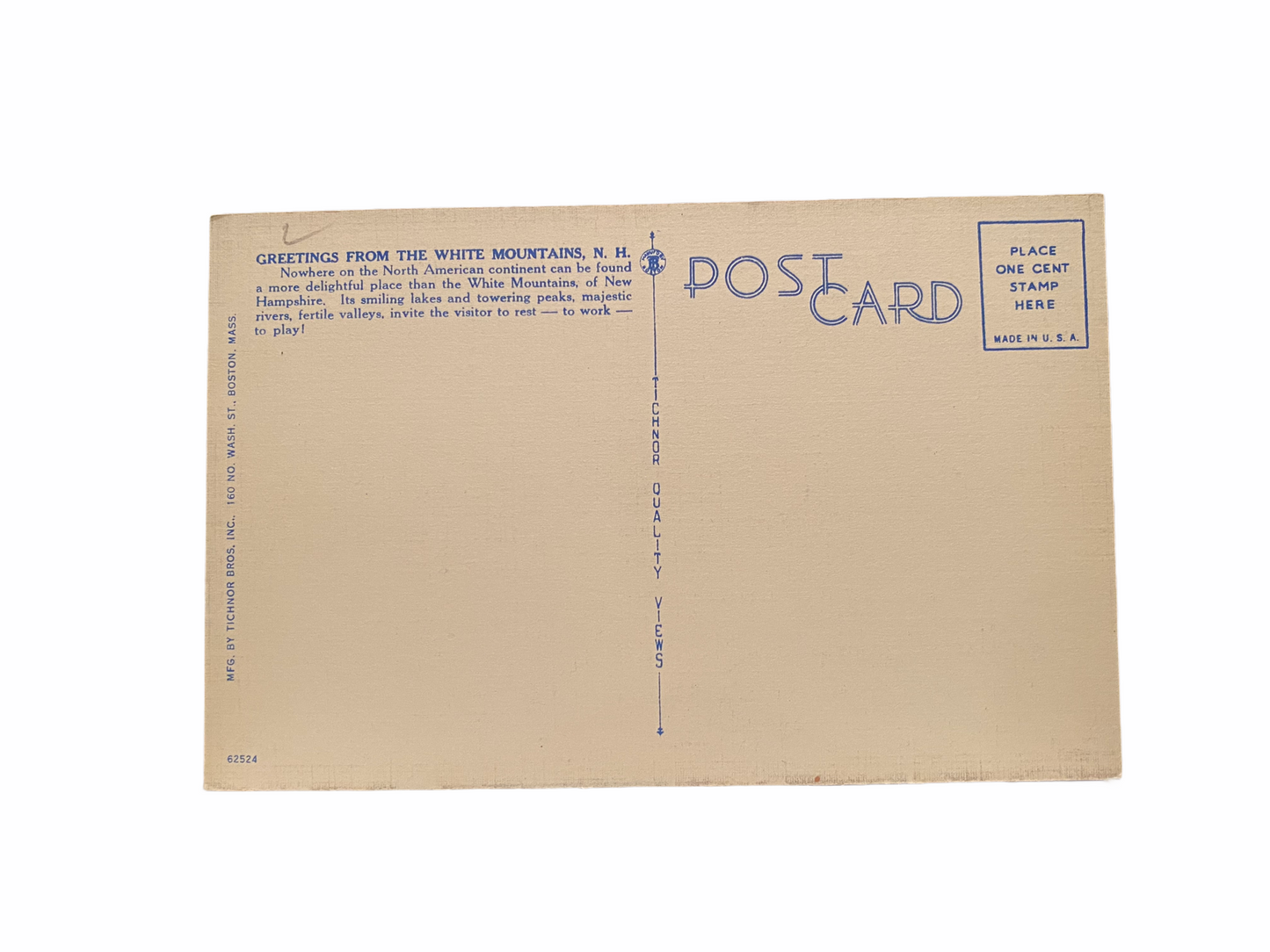 Greetings From The White Mountains, New Hampshire. Unused Linen Postcard Circa 1930-1944