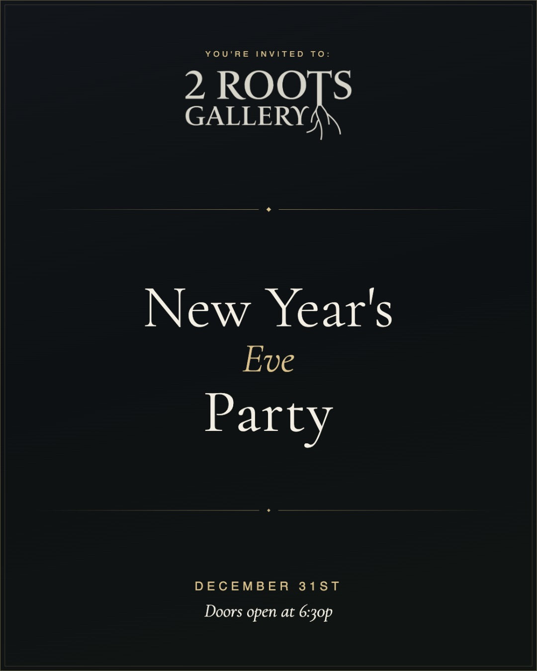 New Years Eve Party @ 2 Roots with 100+ Wines Open Bar 7pm-12:15am