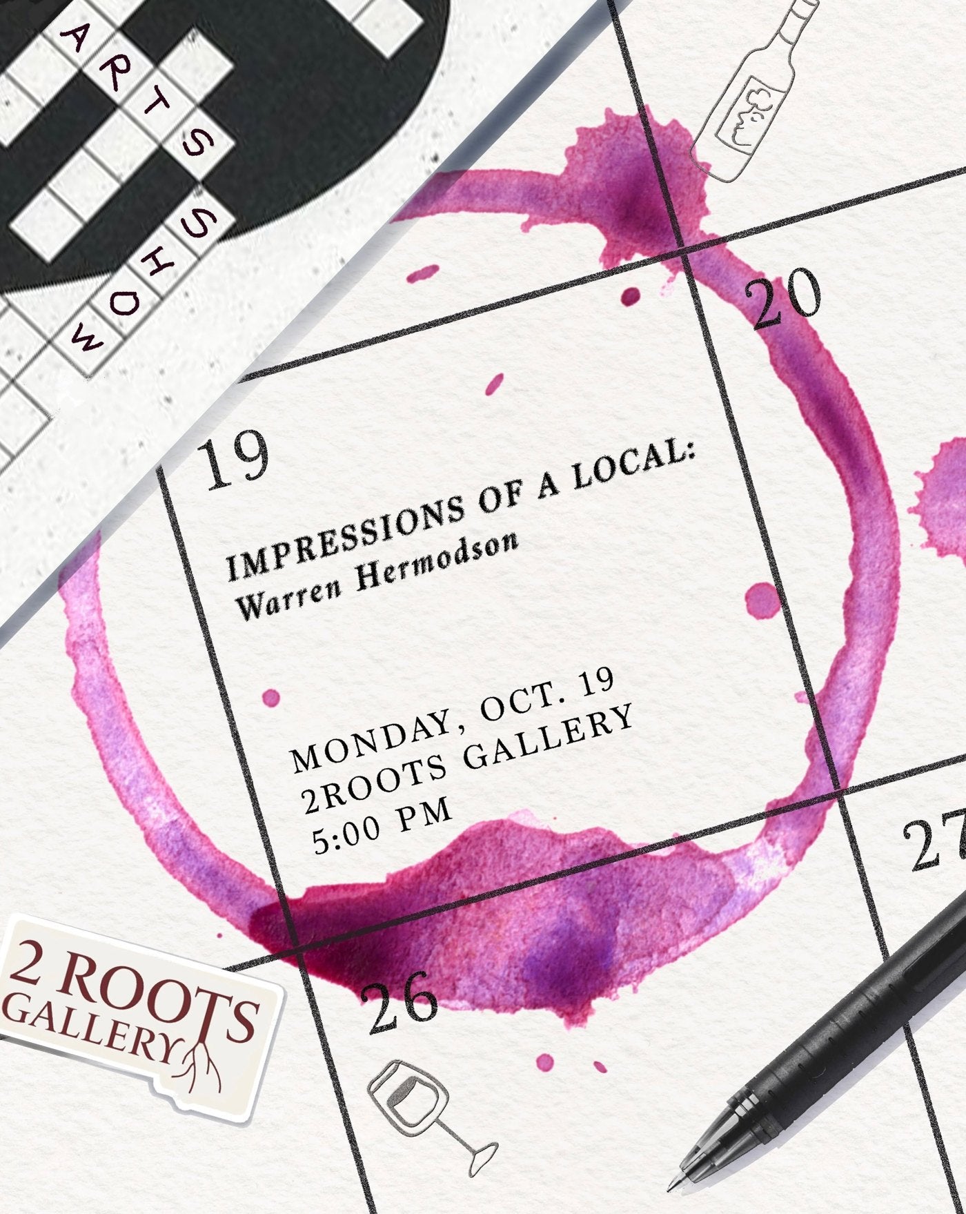 Impressions of a Local: Warren Hermodson. Monday, Oct. 19, 2 Roots Gallery, 5:00 PM