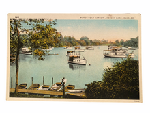 Load image into Gallery viewer, Motor Boat Harbor, Jackson Park Chicago. Unused Postcard Circa 1915-1930