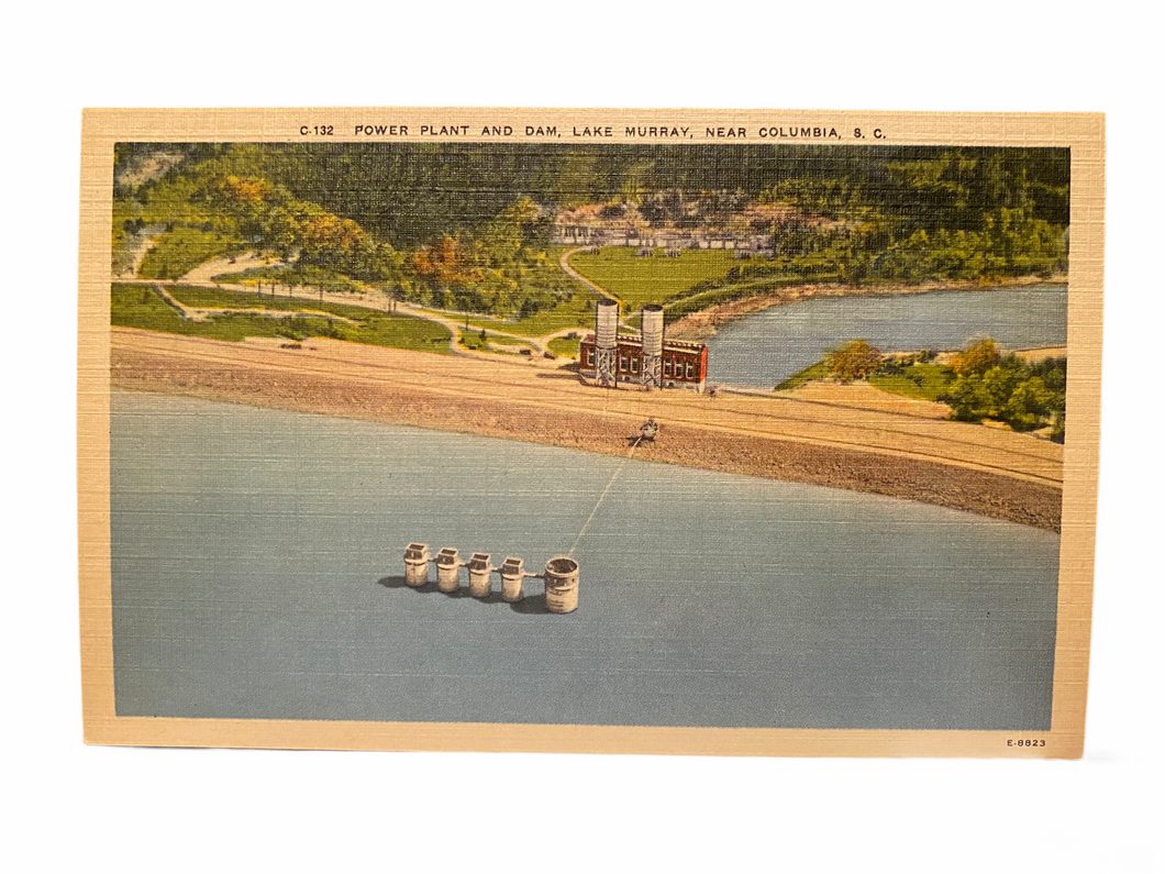 Power Plant and Dam, Lake Murray, Near Columbia South Carolina. Unused Linen Postcard Circa 1930-1944