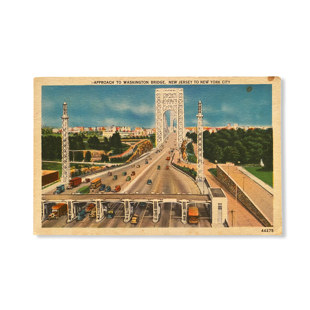 Approach to Washington Bridge, New Jersey to New York City Postcard Sent Oct. 12 1955