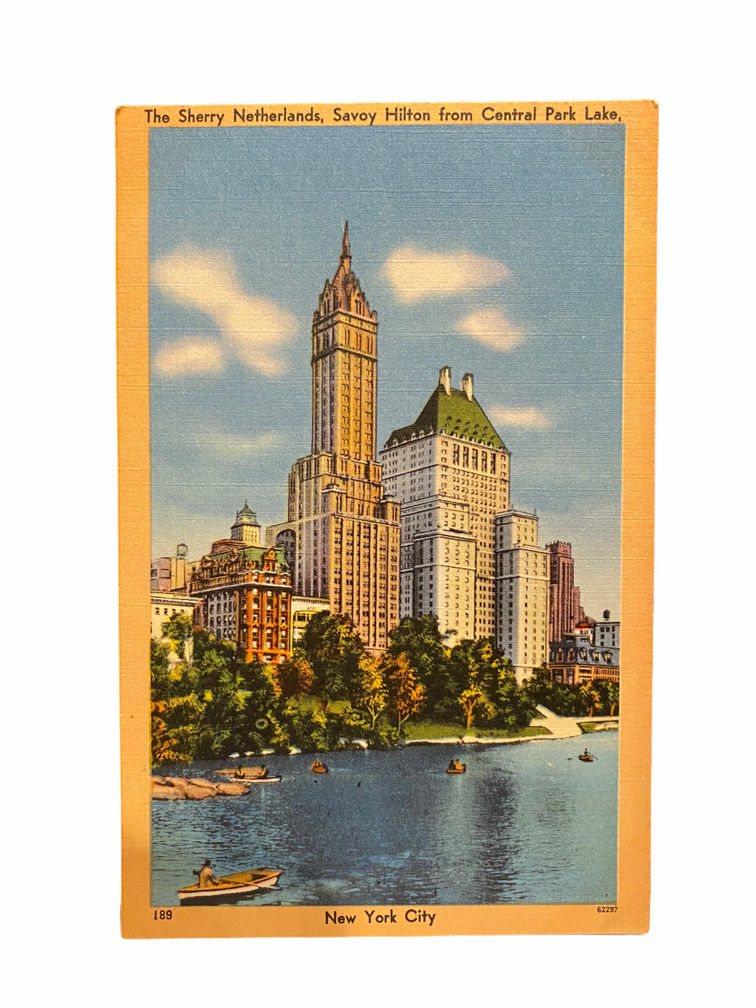 The Sherry Netherlands, Savory Hilton From Central Park Lake, New York City. Unused Linen Postcard Circa 1930-1944