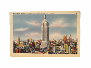 Midtown Skyline Showing Empire State Building, New York City. Linen Era (1930-1945) Unused