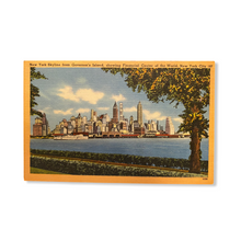Load image into Gallery viewer, New York Skyline from Governor’s Island, showing Financial Center of the World, New York City. Linen Postcard Circa 1930-1944 Unused