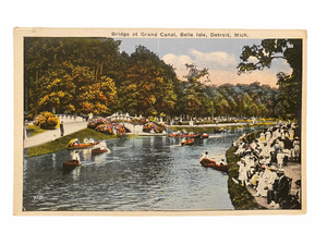 Bridge at Grand Canal, Bells Isle, Detroit Michigan. Unused Postcard Circa 1915-1930