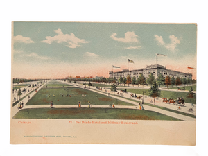 Del Prado Hotel and Midway Boulevard, Chicago. Unused Curt Teich & Co. Postcard Circa 1901-1907