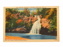 Load image into Gallery viewer, Beautiful Waterfall at Riverside Near Buena Vista, Virginia. Unused Linen Postcard Circa 1930-1944